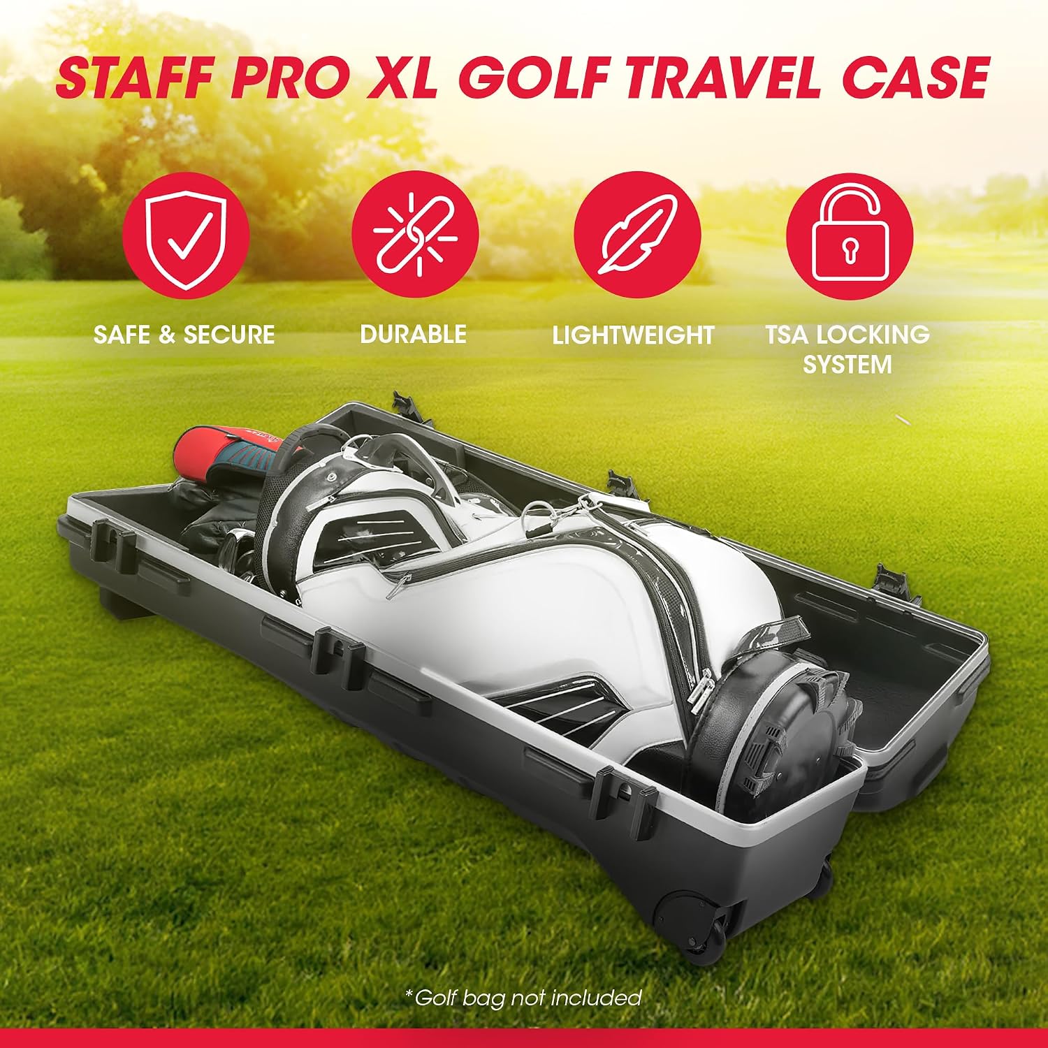 SKB Staff ATA Hard Shell Plastic Golf Travel Case for Cart Bags