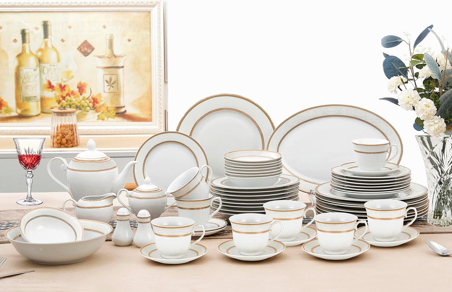 Lorenzo Amelia 57-Piece Dinnerware Set, Service for 8