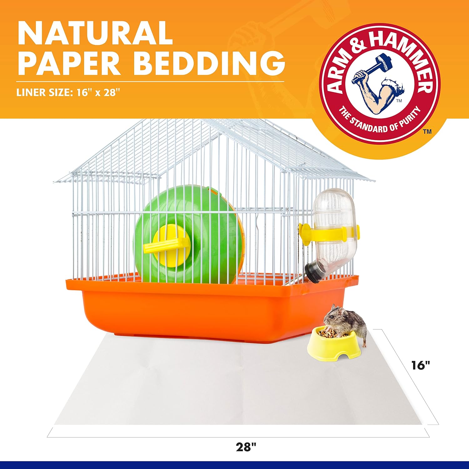 Arm & Hammer for Pets Hammer Super Absorbent Cage Liners for Guinea Pigs Hamsters Rabbits Small Animals, Odor Control Cage Tray Liners, Trim to Fit, 7 Count, 48 Pack
