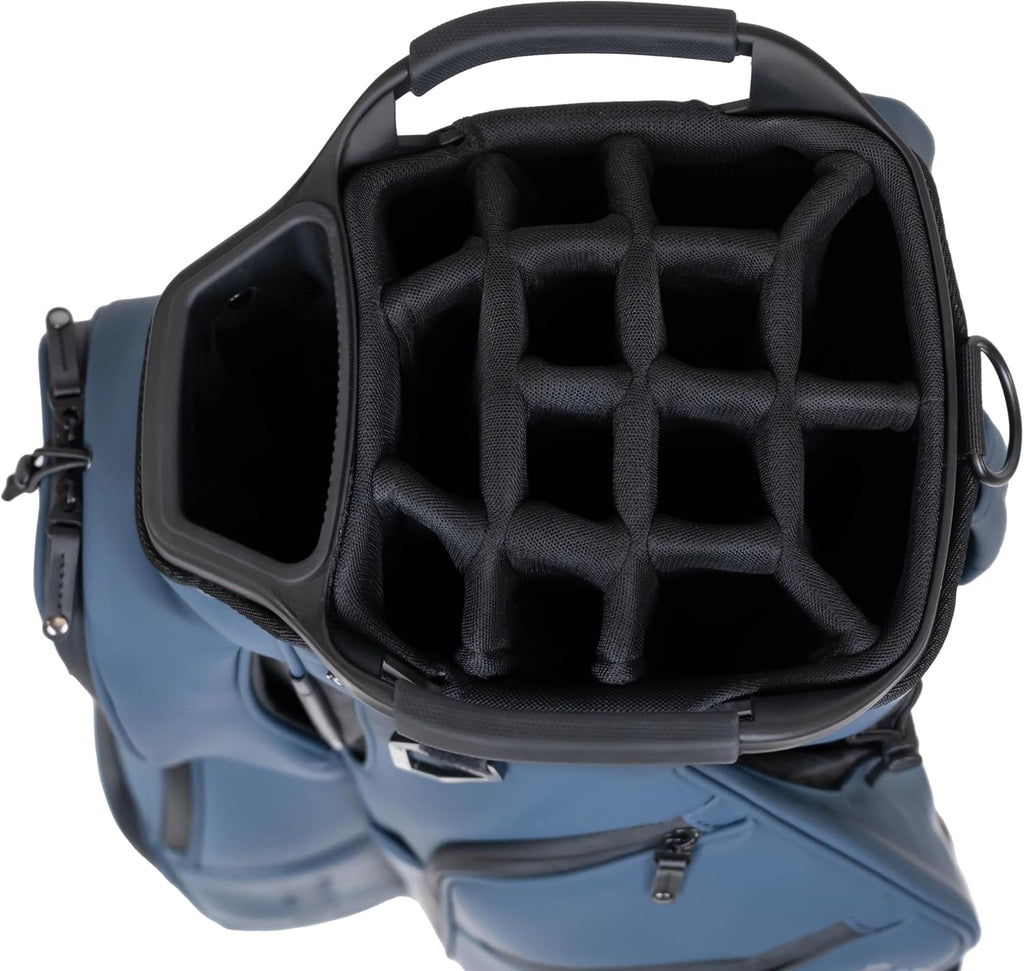 KRADUL - LUX Cart Bag – Lightweight Vegan Leather Golf Cart Bag with Waterproof Pockets, Organized Club Dividers & Cart Strap Tunnel