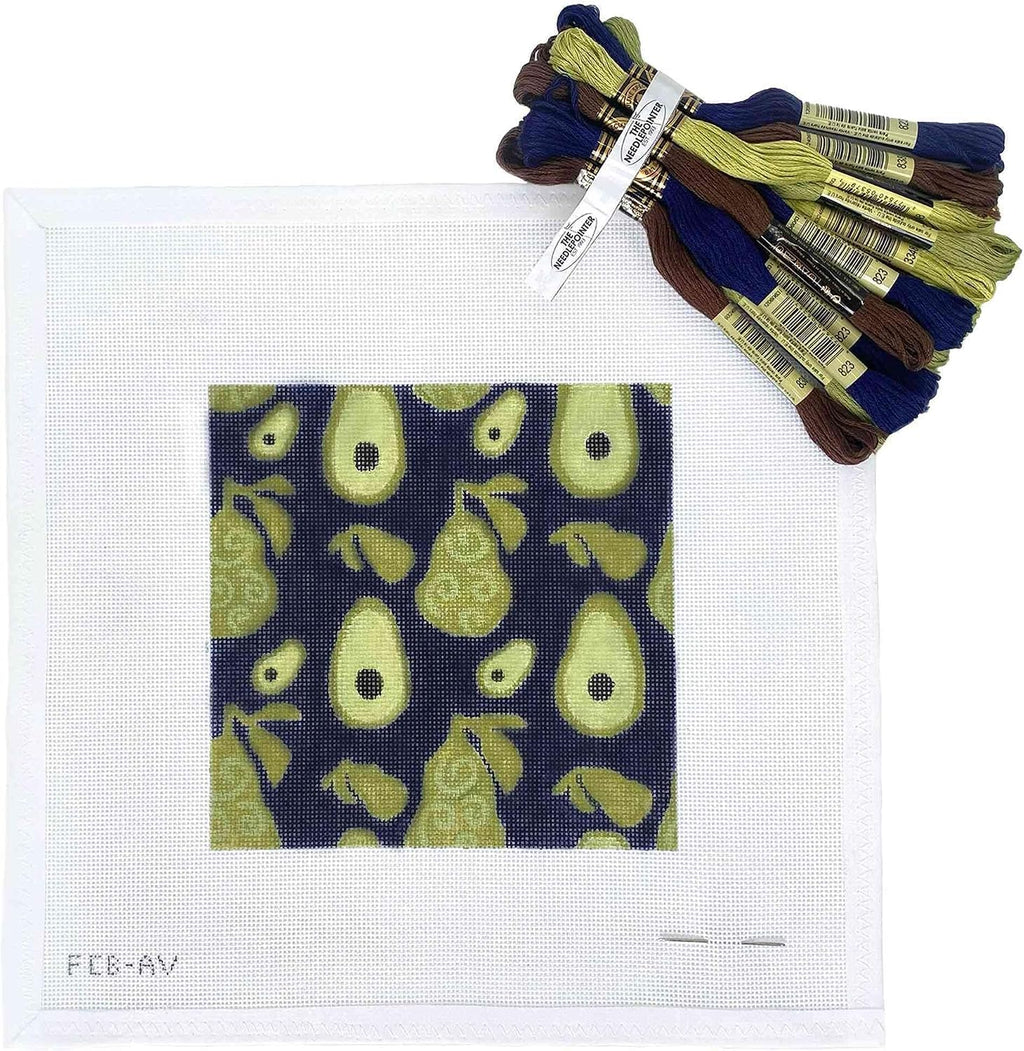 Sacramento Stitchery Needlepiont Hand-Painted Canvas for Beginners or Advance, 18CT(Fruit Slice - Avocado)