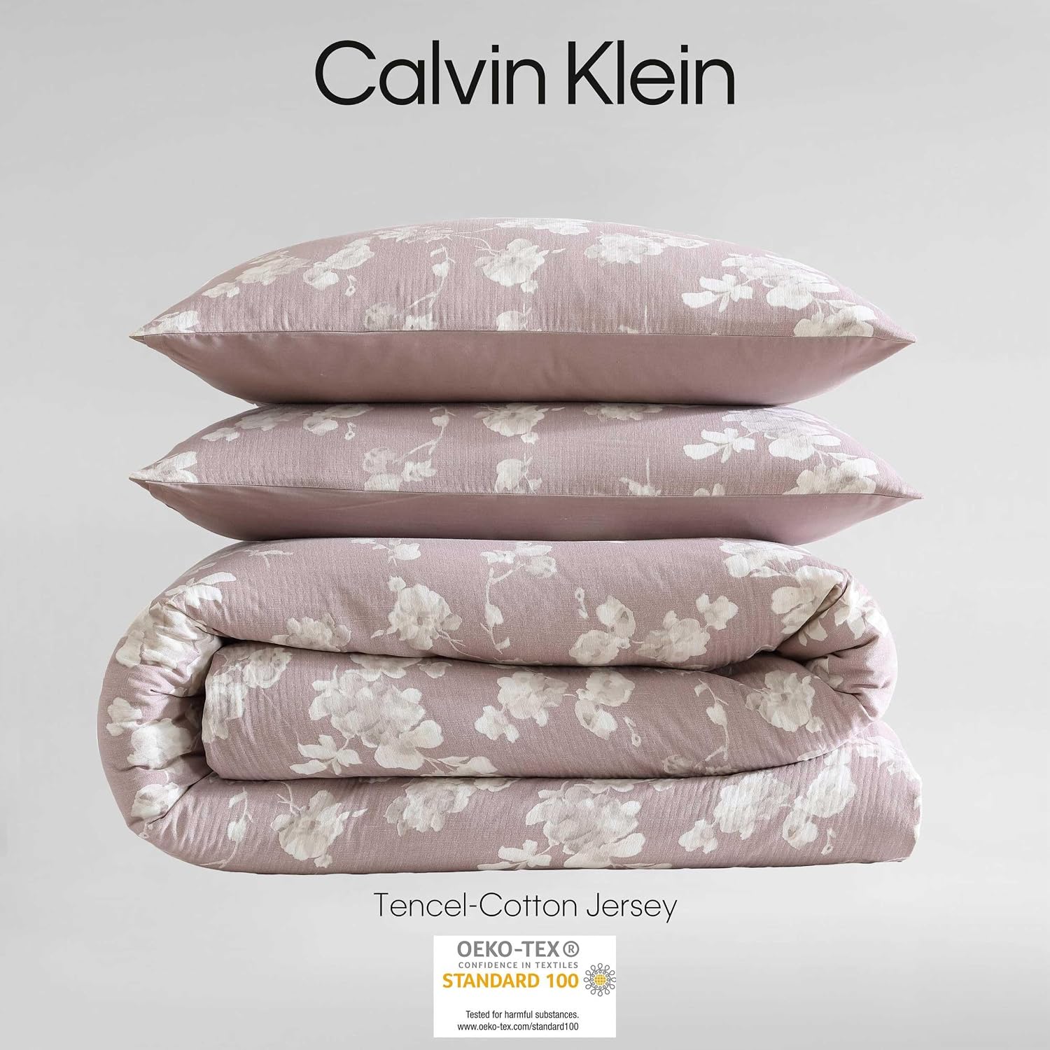 Calvin Klein - Queen Duvet Cover Set, 100% Soft Cotton Gauze Bedding, Button Closure & Inner Corner Ties, 3 Piece Bed Set with Matching Pillowcases (Eternity Floral Pink)