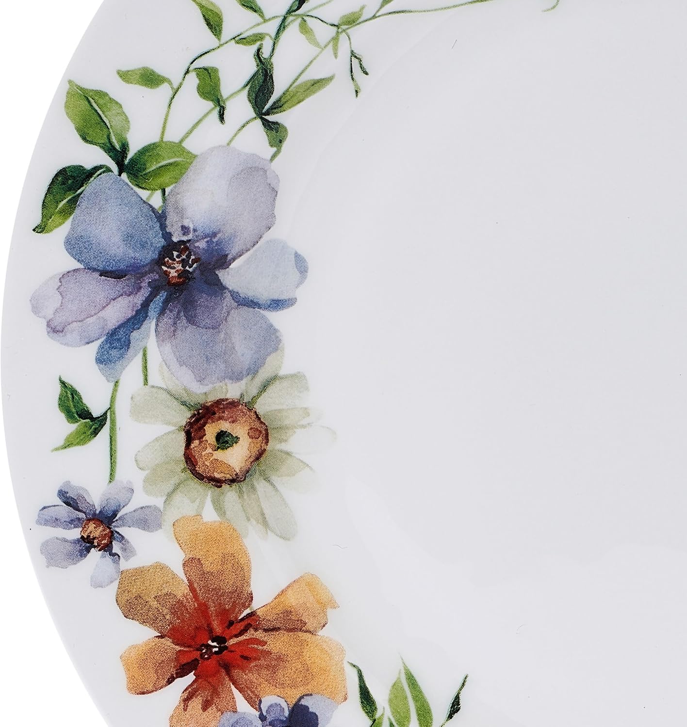 Mikasa Audrina Water Color Flowers Bone China Lightweight Chip Resistant 12 Piece Dinnerware Set, Service for 4, White