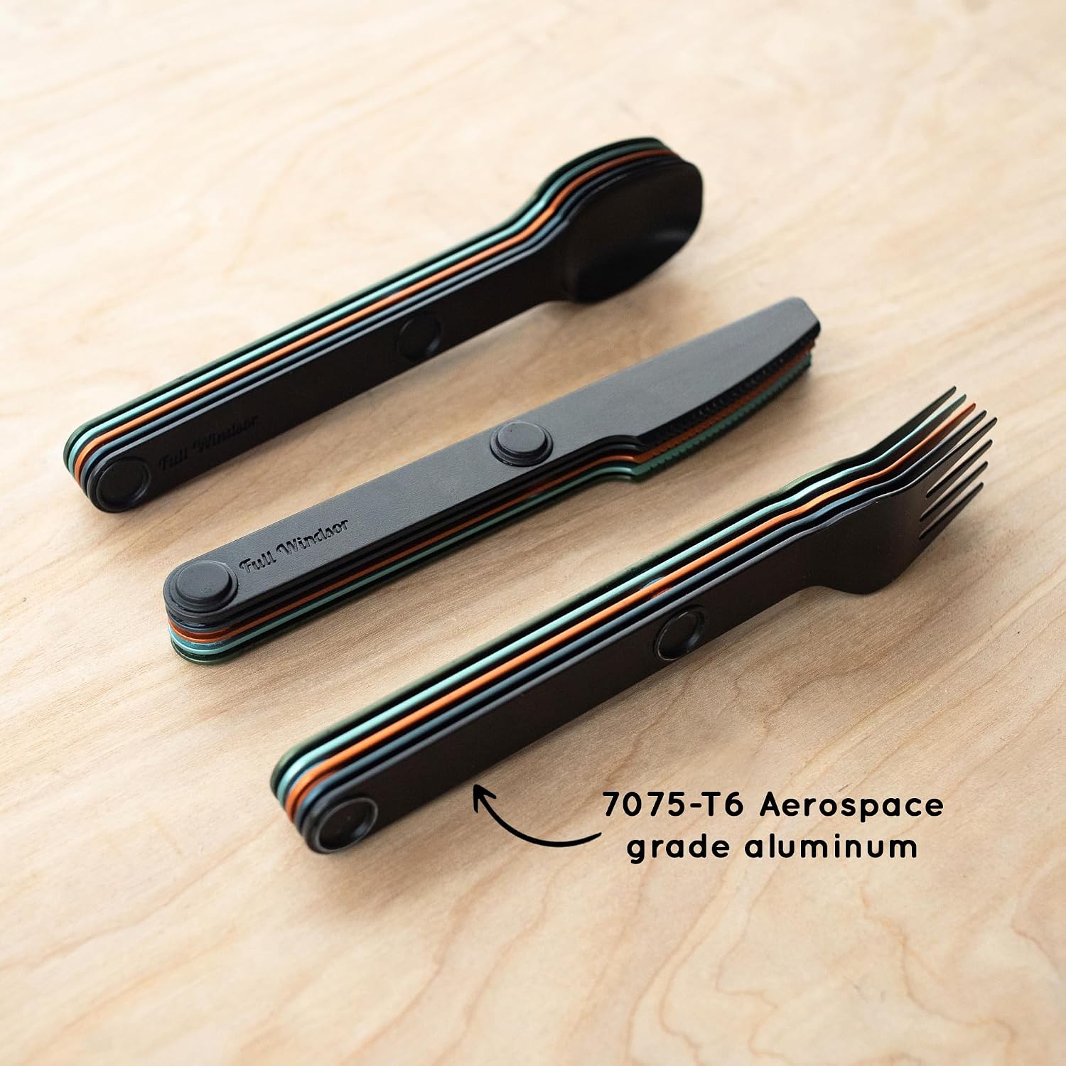 FULL WINDSOR - MAGWARE - Magnetic Camping Cutlery Set, Travel Utensils for Outdoor Cooking, Dining, & Camping, Knife, Fork & Spoon, Portable Silverware with Pouch - Multicolor (15 PCS)