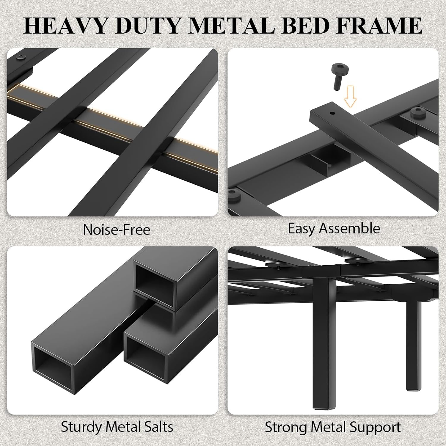 LOEWAY King Size Platform Bed with 2-Tier Storage Headboard, Metal Bed Frame with Charging Station & LED Light, Heavy Duty Metal Slats, No Box Spring Need, Noise Free, Rustic Brown