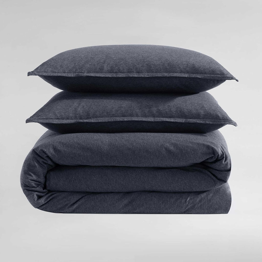 Calvin Klein - Twin XL Comforter Set, Naturally Soft Cotton Cotton Melange Jersey Bedding with Matching Pillowcase, 2 Piece Bed Set (Modern Cotton Melange Gunmetal Grey)