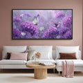 yiijeah Purple Wall Art Bedroom Canvas Lavender Bathroom Decor Butterfly Picture Items for Women Framed Artwork Print 58x29 Inches