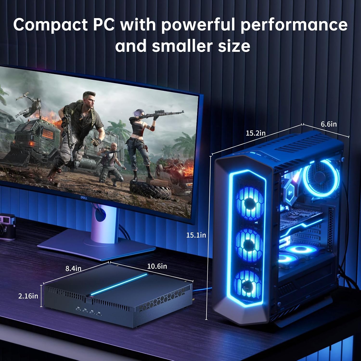 Ai Mini PC, Desktop Computer i9-13900F 24 Cores Upto 5.6GHz, 64G DDR5, 2T M.2 PCIE4.0 SSD, Win-11 Pro, GeForce RTX4070 12G, Four Display, 8K@60Hz, Dual LAN, WiFi6E, Multitasking, Video Server
