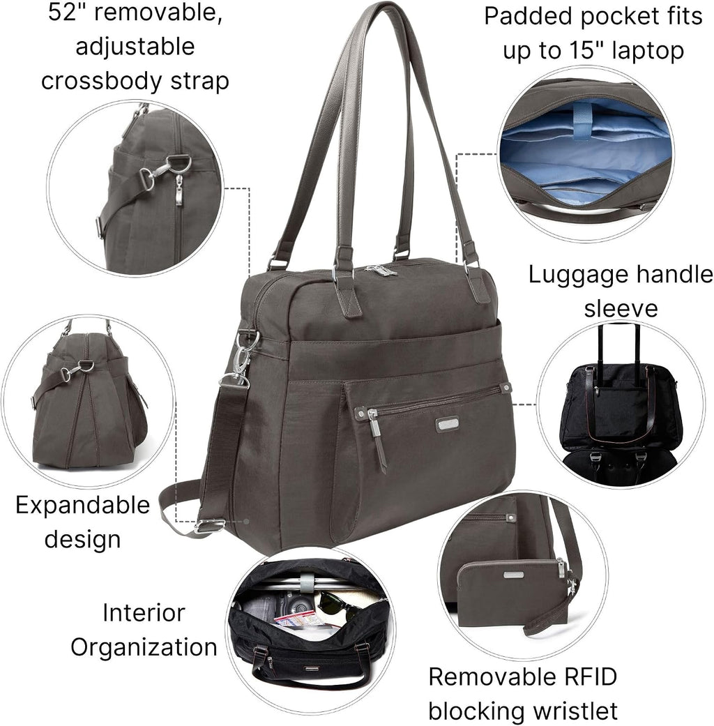 Baggallini Overnight Expandable Laptop Tote with RFID Phone Wristlet