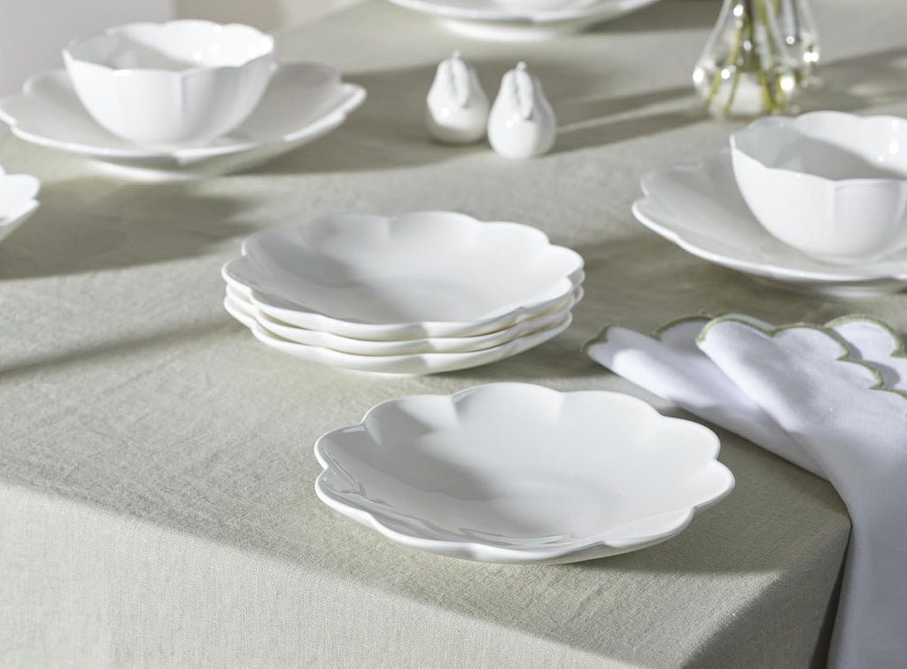 Lenox Dinnerware Set, Studio 1414 Scallop 12-Piece Set, Service For 4, Bone China Material, Dishwasher & Microwave Safe, Home And Kitchen, Kitchen And Dining, Plates And Bowls Sets (White, 12 Pieces)