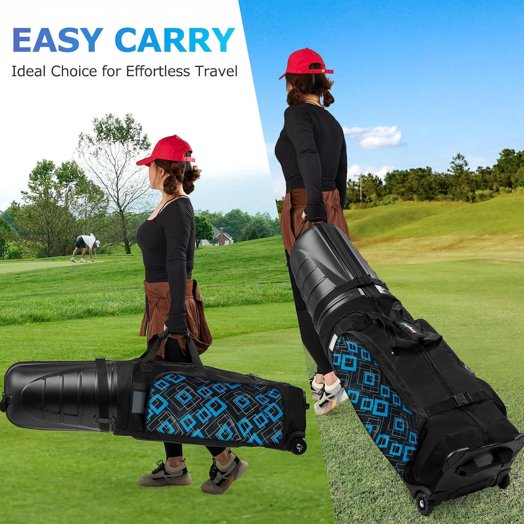 Golf Travel Bags for Airlines with Reinforced Wheels, Hard Case Top and 1680D Heavy Duty Oxford Protect Golf Clubs, Lightweight and Easy to Use