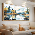 ERQINHUA Large Canvas Wood Framed Abstract Wall Art Living Room Wall Decor for Bedroom Office Decoration Watercolour Paint Tree Lakeside Landscapes Picture Artwork Home Decor Ready to Hang 30x60 In
