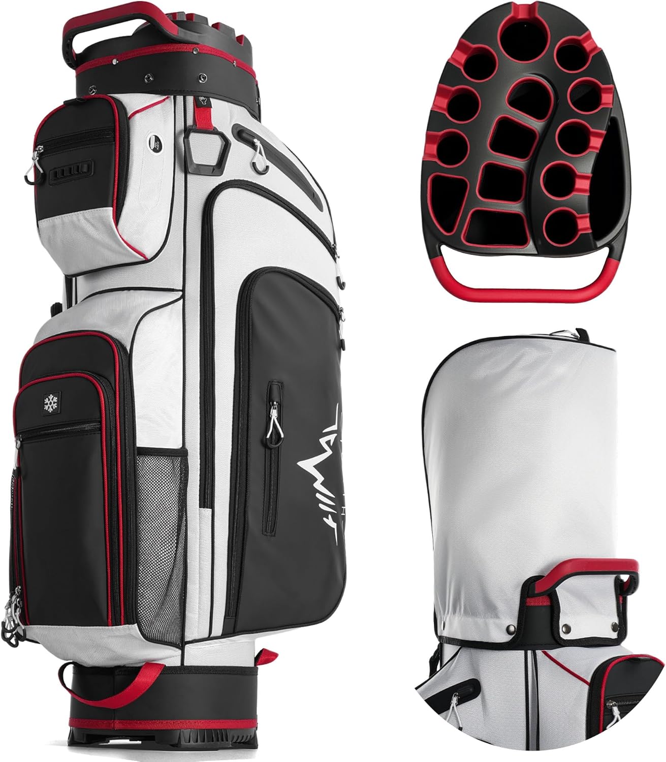 uniHimal Golf Cart Bag with 14-Way Full-Length Dividers, Golf Bag for Men Women with Magnetic Leather Pocket, Handles and Rain Cover, Lightweight Golf Club Bag Includes Cooler Pockets