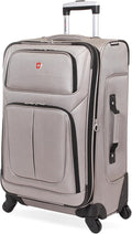 SWISSGEAR Sion Softside Expandable Spinner Luggage Durable Lightweight Travel Suitcase, Pewter, Checked-Medium