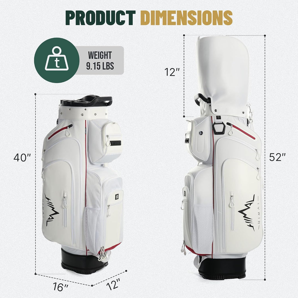 uniHimal Golf Cart Bag with 14-Way Full-Length Dividers, Golf Bag for Men Women with Magnetic Leather Pocket, Handles and Rain Cover, Lightweight Golf Club Bag Includes Cooler Pockets