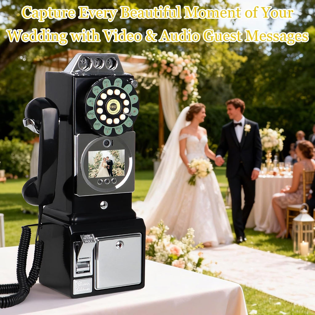 Video Audio Guest Book Wedding Phone, Audio Phone Guestbook Leave a Message Phone for Bridal Shower Birthday Party Baby Shower Anniversary Engagement
