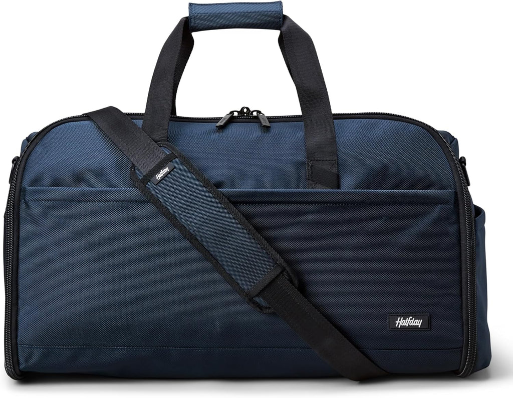 Halfday Convertible 2-in-1 Premium Garment Duffel Weekender Bag 45L: Wrinkle-Free Travel (Hanging Suit Compartment, Shoe Pockets, Trolley Sleeve), Balistic Nylon Carry-on, Pacific