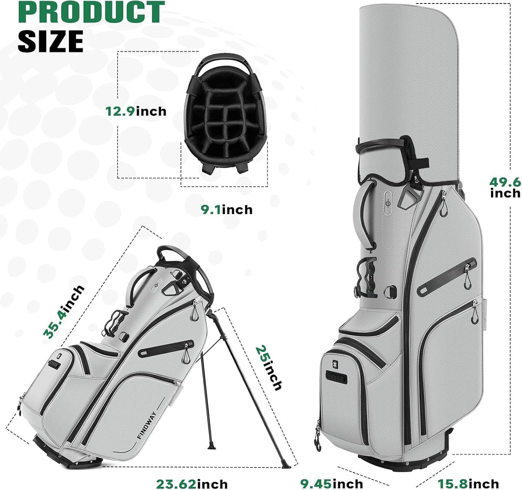 Findway 14 Way Golf Stand Bag, Lightweight Golf Bag with Stand for Men Women, Golf Club Carry Bag with Dual Strap, Rain Cover, Multiple Pockets, Golf Ball Holder