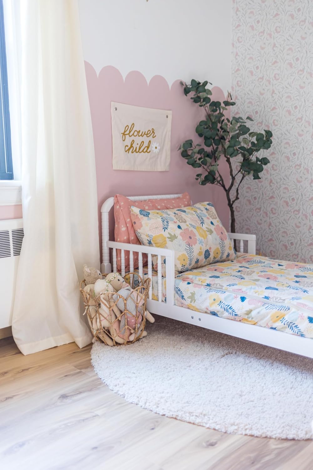 Beddy's Flower Blossoms Durable Zipper Bedding for Kids - Bed in a Bag - Pink Floral Sheets and Comforter - Includes Pillowcase & Sham - Easy to Make & Wash - Twin