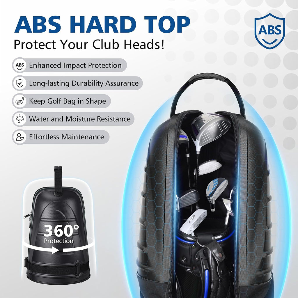 Golf Travel Bags for Airlines with Wheels, Hard Case Top and 1680D Heavy Duty Oxford Protect Golf Clubs, Lightweight and Easy to Maneuver