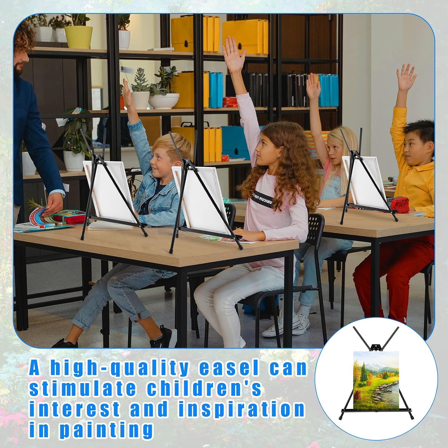 Xinnun 24 Pack Aluminum Tabletop Display Easels 15' to 21' Adjustable Portable Tripod Desktop with Extension Arm Wings and Rubber Feet Tripod Easels Stand for Canvas Pictures Paintings School (Black)