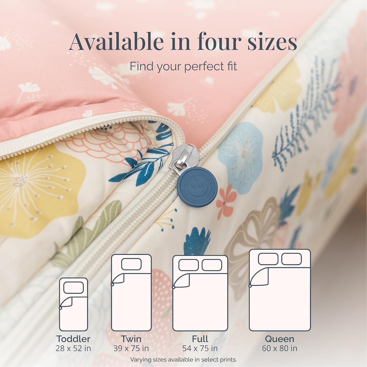 Beddy's Flower Blossoms Durable Zipper Bedding for Kids - Bed in a Bag - Pink Floral Sheets and Comforter - Includes Pillowcase & Sham - Easy to Make & Wash - Twin