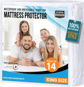 King Size Mattress Protector Waterproof 14 Pack, Premium 200 GSM Terry Mattress Cover, Soft & Breathable Bed Cover, Fitted Sheet Style Stretchable Deep Pockets 17' by Utopia Bedding (White)