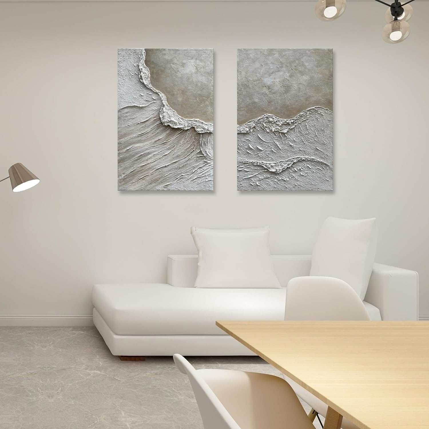 NANKAI Art Hand Painted Wave Landscape Oil Painting Contemporary Abstract Wall Art Deco 36x24 inches x2