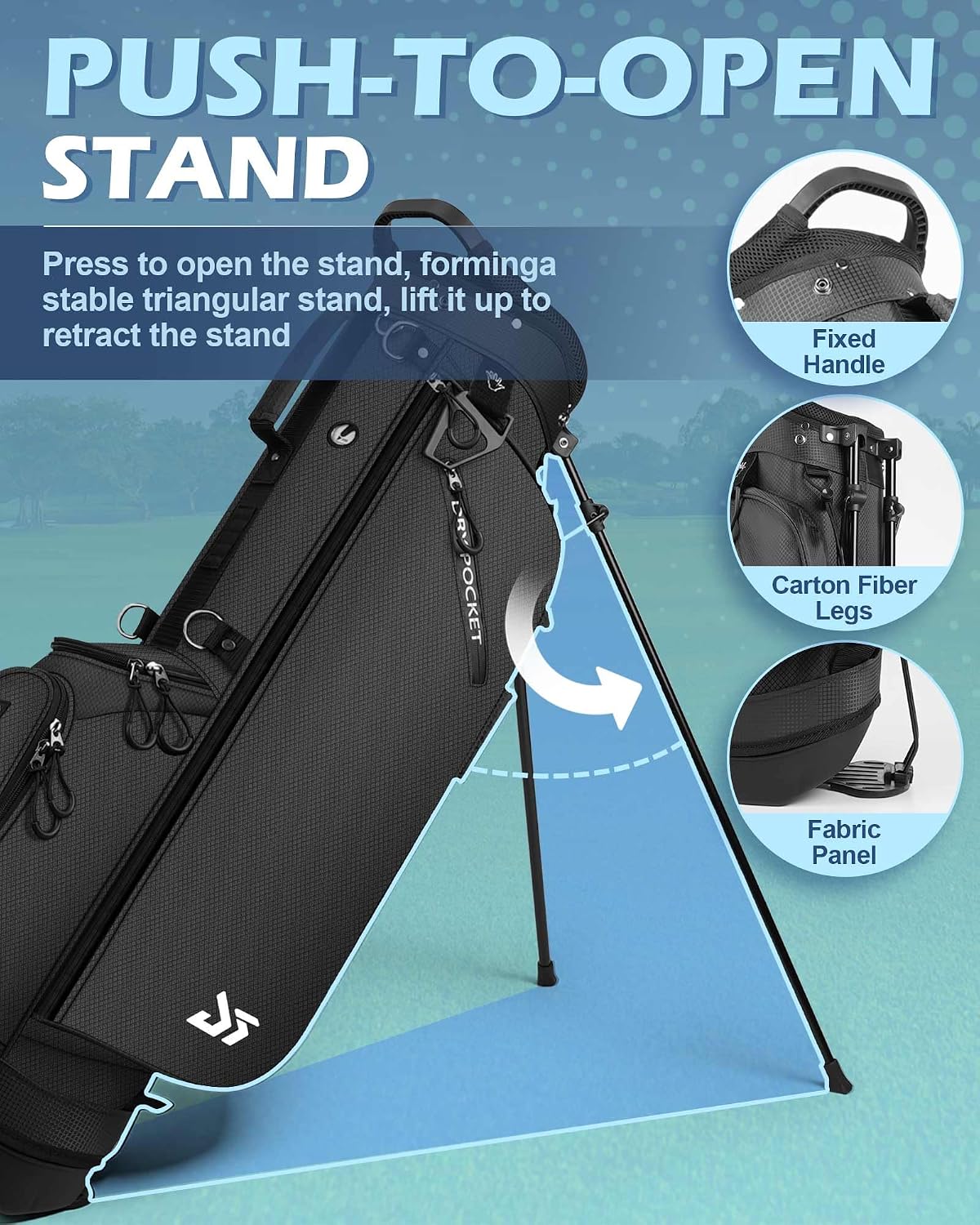 Golf Stand Bag with Cooler Pocket, Lightweight Sunday Carry Bag with Glove Patch & Tee Holder, Portable for Driving Range & Par 3 Course, Men & Women