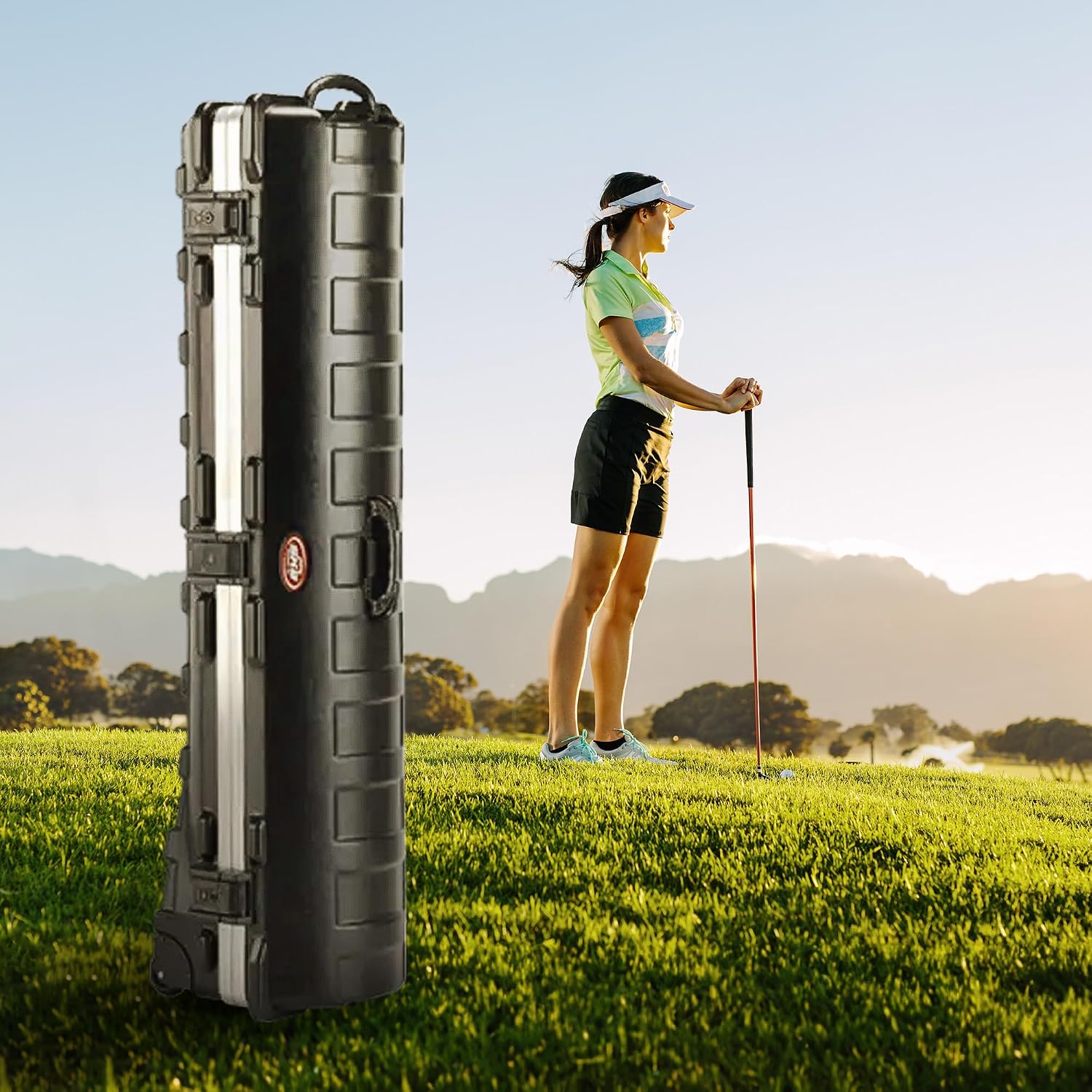 SKB ATA Deluxe Standard Hard Plastic 49 Inch Long Interior Golf Bag Storage Traveling Case with Wheels and Reliable Secure Latches, Black (2 Pack)