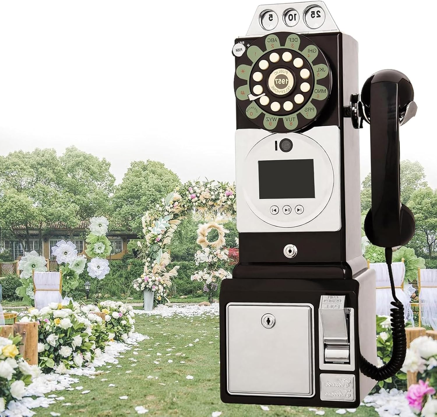 Video Audio Guest Book Wedding Phone, Video Audio Phone Guestbook, Leave a Message Phone for Wedding, Bridal Shower, Baby Shower, Birthday Party, Anniversa ry,Black
