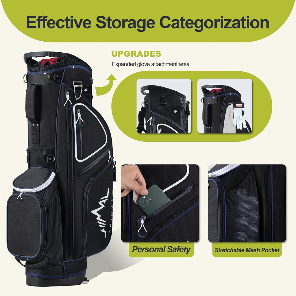 GoHimal 14 Way Golf Stand Bag, Golf Bags for Men with Stand, Top Dividers Ergonomic with 10 Pockets Golf Club Bags