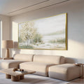Canvas Wall Art Decor Large Green Wall Art for Living Room Natural Landscape Wall Art Decor Canvas Art Wall Decor Gold Framed Wall Art Prints for Room Bedroom Office Decor 29'X58'