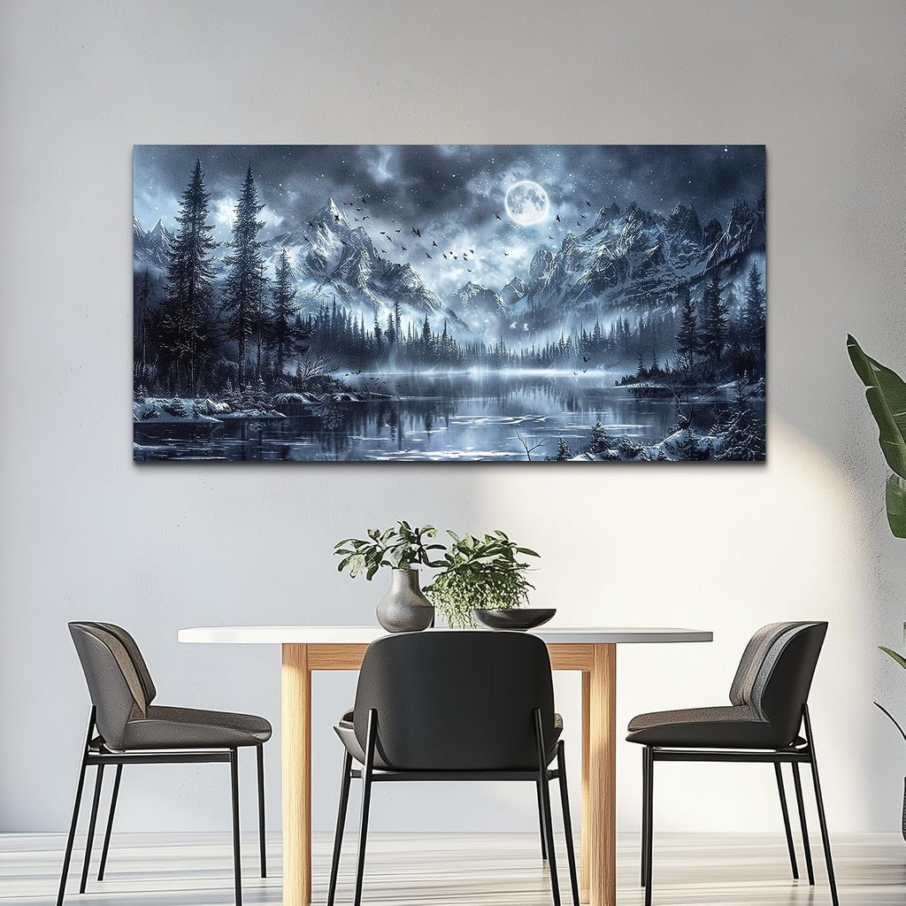 FUHAIHUA Large Canvas Wall Art For Living Room Wall Decor For Bedroom Office Decoration Black And White Wall Painting Forest Landscape Picture Hotel Artwork Poster Home Decor Ready to Hang 30X60 In