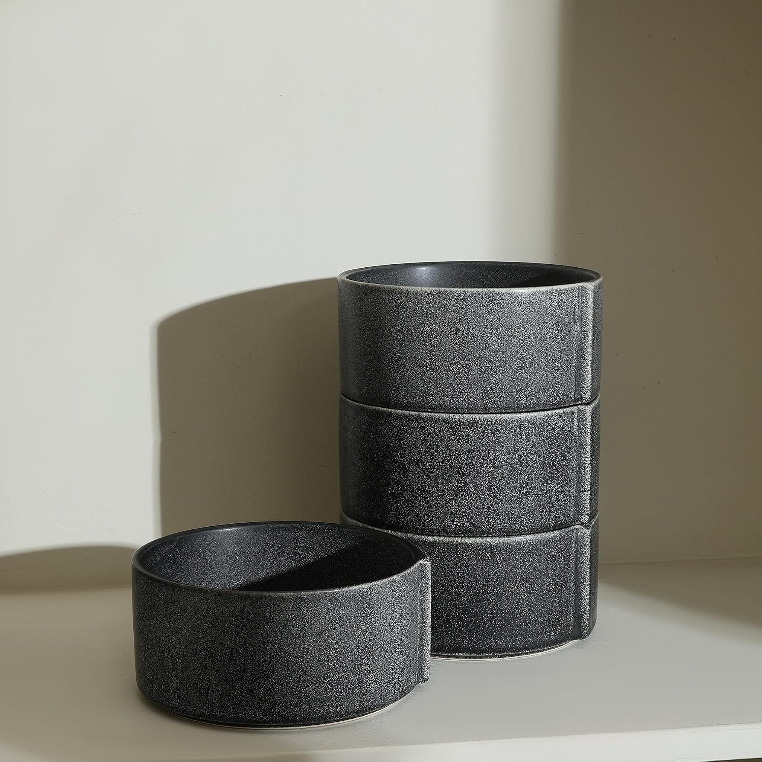 Stone Lain Bao 4-Piece Bowl Set Stoneware, Charcoal