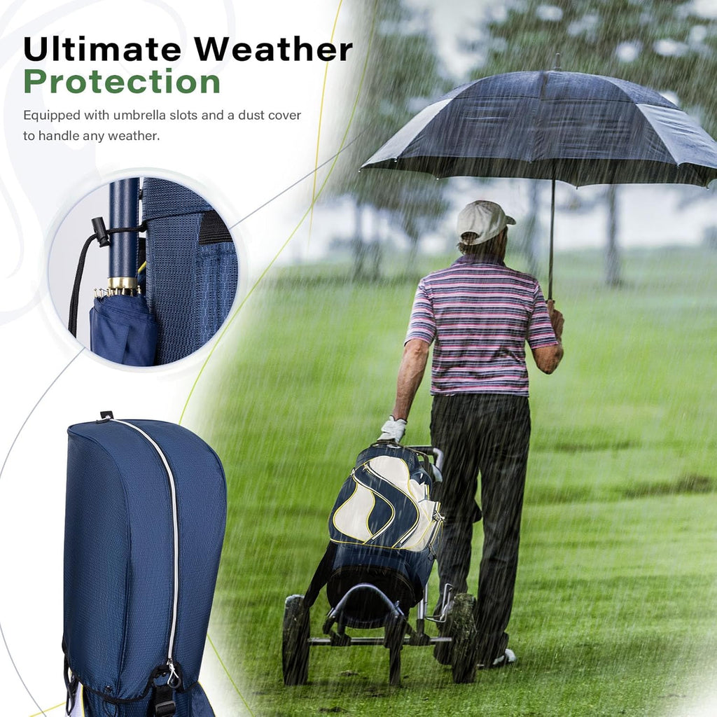 uniHimal Golf Cart Bag with 14-Way Divider Top, Ample Storage Space, Men's Golf Bag with Handles and Umbrella Holder