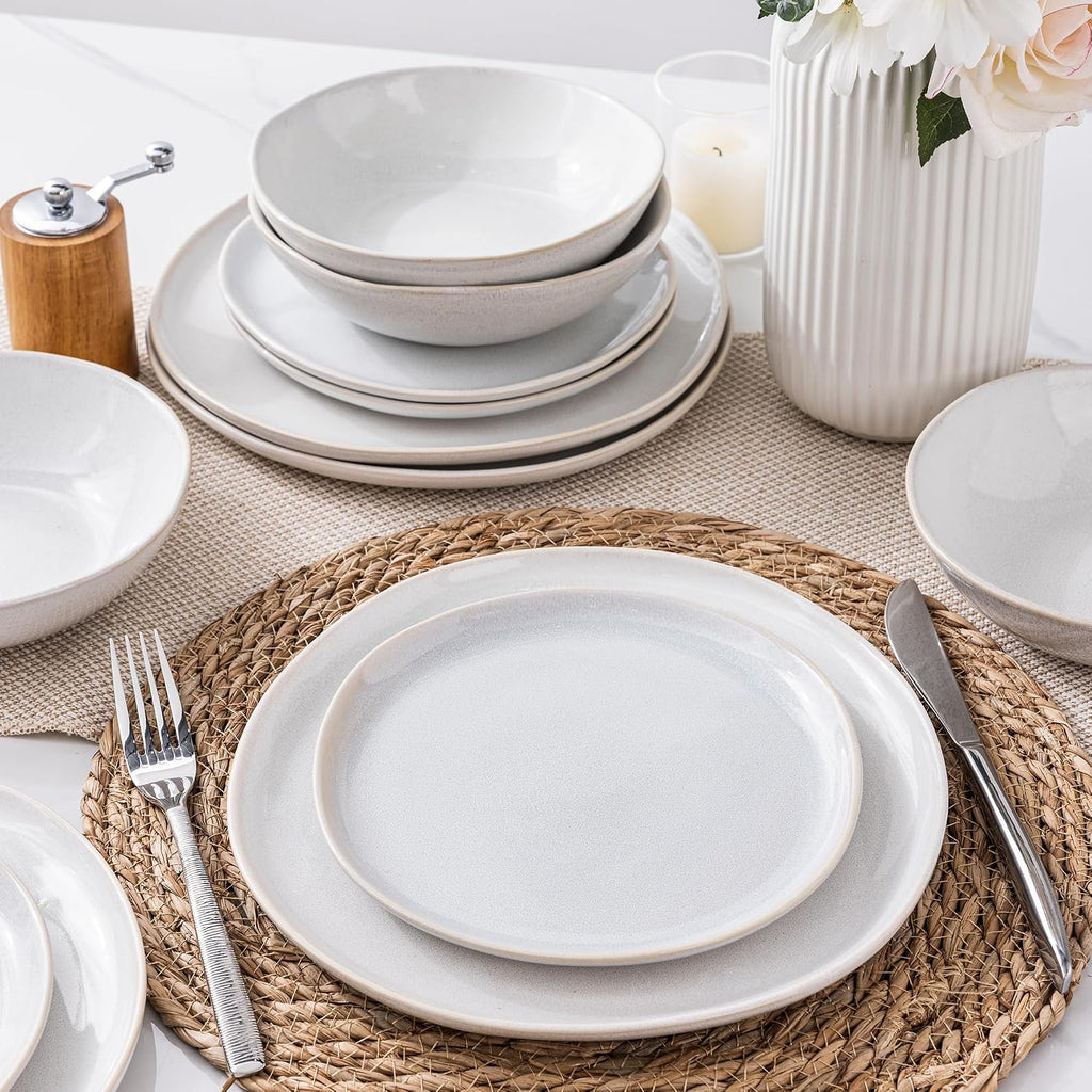 AmorArc Ceramic Dinnerware Sets,Handmade Reactive Glaze Stoneware Plates and Bowls Sets,Highly Scratch Resistant | Dishwasher & Microwave Safe Dishes Set,Service for 8 (24pc)
