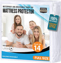 Full Size Mattress Protector Waterproof 14 Pack, Premium 200 GSM Terry Mattress Cover, Soft & Breathable Bed Cover, Fitted Sheet Style Stretchable Deep Pockets 15' by Utopia Bedding (White)