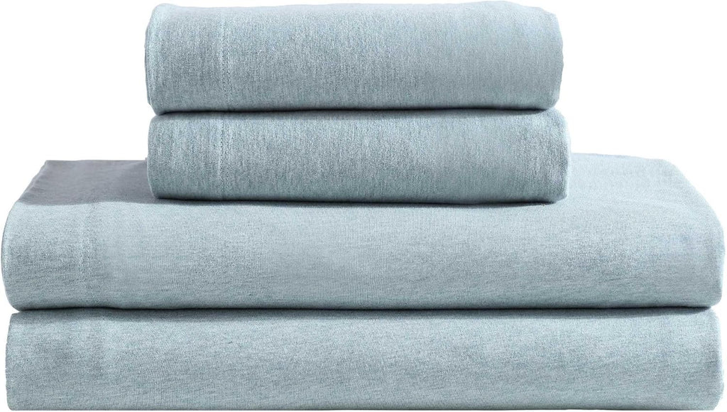 Calvin Klein - King Size Sheets Set, Naturally Soft Cotton-Blend Melange Jersey Bedding - Bed Sheets with Matching Pillowcases & Fitted Sheet (Modern Cotton Aqua)