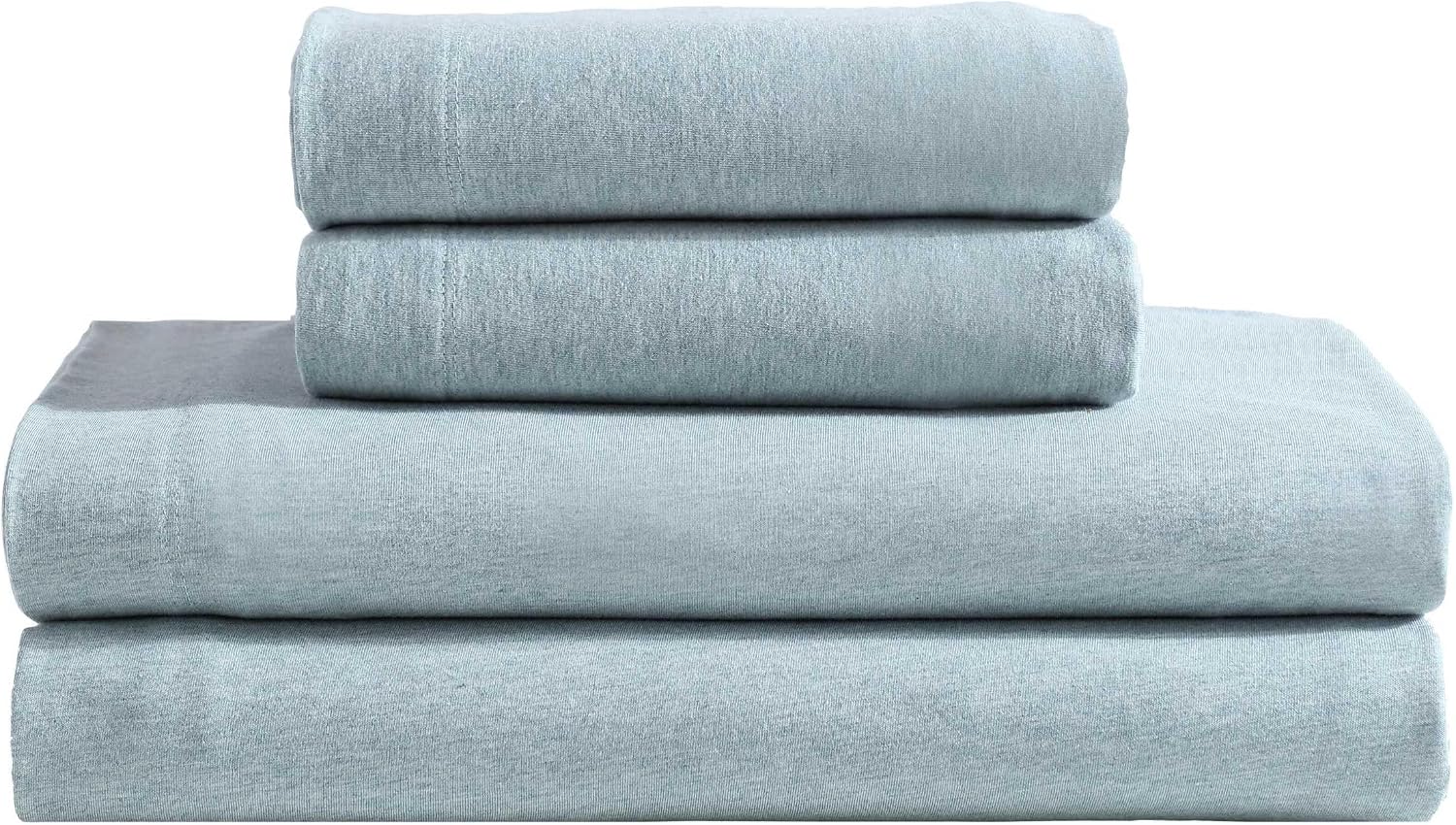 Calvin Klein - King Size Sheets Set, Naturally Soft Cotton-Blend Melange Jersey Bedding - Bed Sheets with Matching Pillowcases & Fitted Sheet (Modern Cotton Aqua)