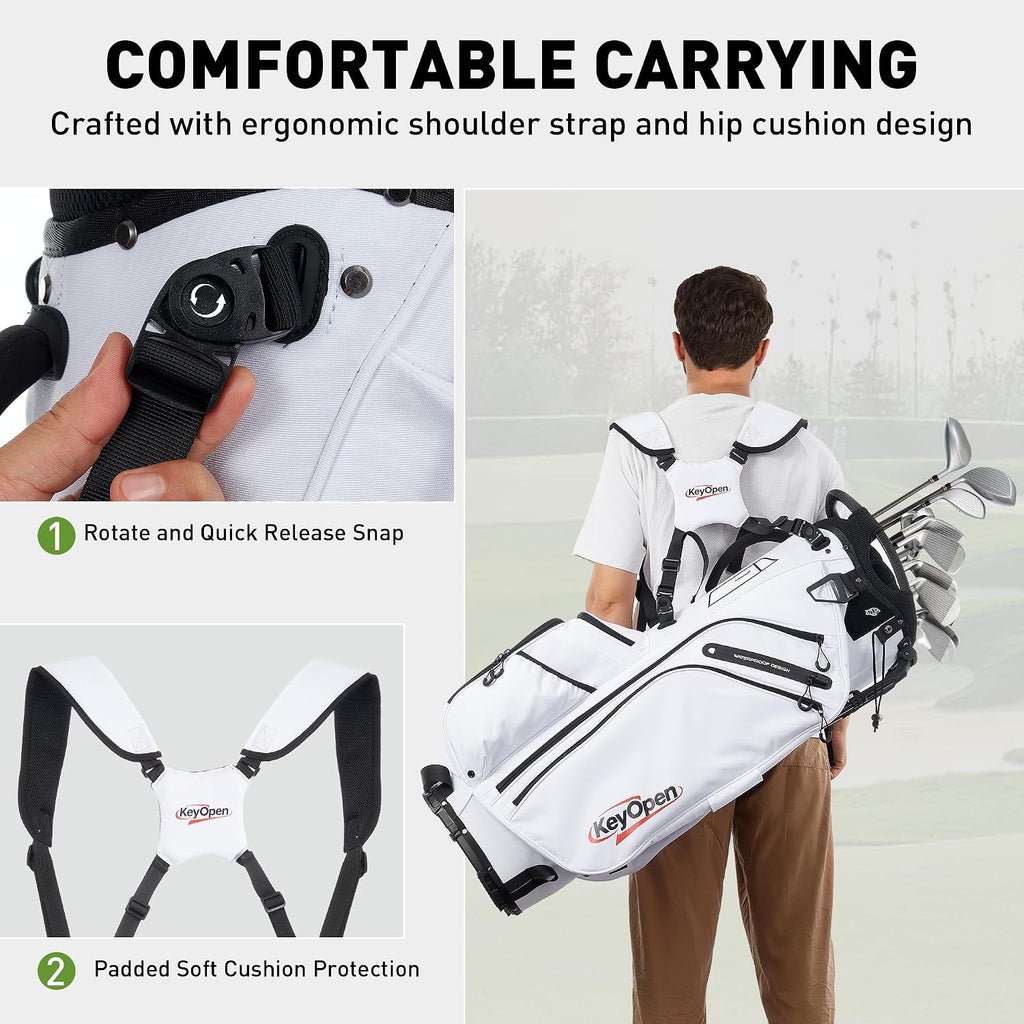 Lightweight Golf Stand Bag, 14 Way Golf Bags with Full Length Dividers for Men Women, Encrypted 900D Weather-Proof Club Carry Bag with Ergonomic Dual Strap, Cooler Pockets, 9 Pockets