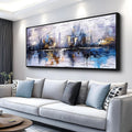 KELIYUAN Abstraction City Landscape Paintings Room Dining Room Canvas Wall Art For Living Room Bedroom Wall Decor Modern Home Decoration Office Pictures Hallway Mural Decoration 32'X72' Black Frame