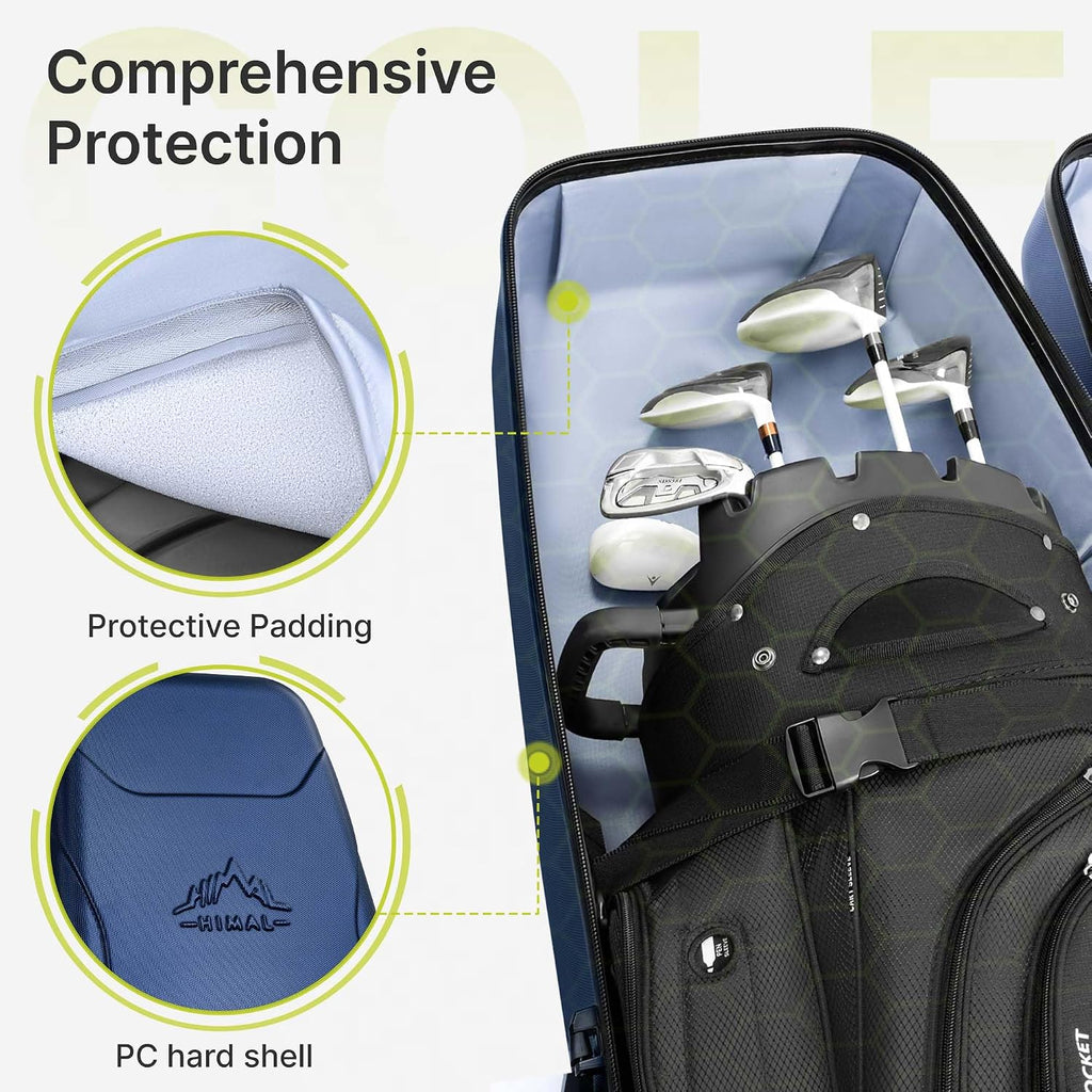 uniHimal Hard Case Golf Travel Bag with Wheels - PC Hard Shell Design Waterproof, Durable & Large Capacity - Golf Travel Case for Golf Clubs Ultimate Protection.