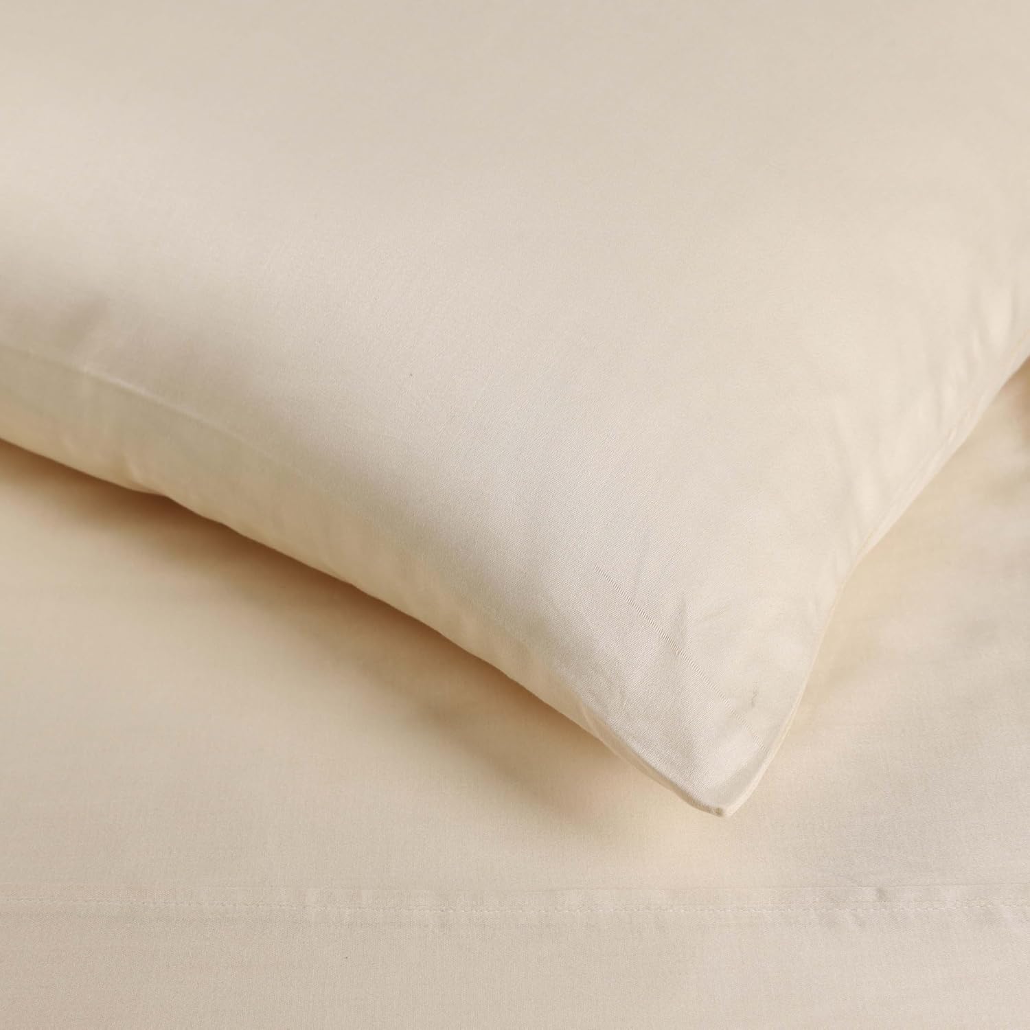 Superior Egyptian Cotton 400 Thread Count Bed Sheet Set, 1 Elastic Deep Pocket Fitted Sheet, 1 Flat Sheet, 2 Pillowcases, Soft Bedding, Luxury Sheets, Sateen Weave, Queen Size, Ivory