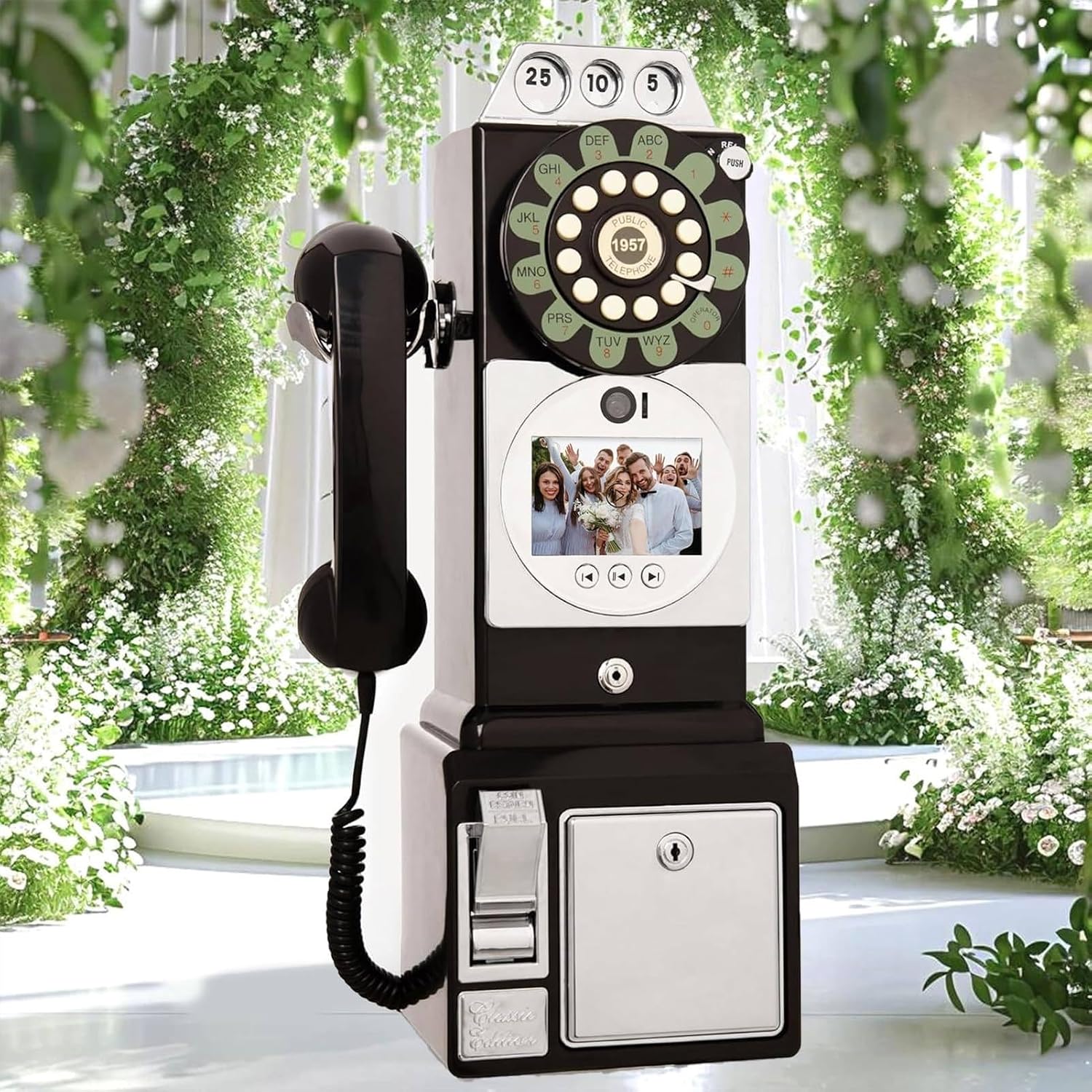 1080P Video Audio GuestBook Wedding Phone, 64G SD Card Customized Video Audio Guest Book Alternatives with Lens Recording for Birthday Party Anniversary Engagement,Black