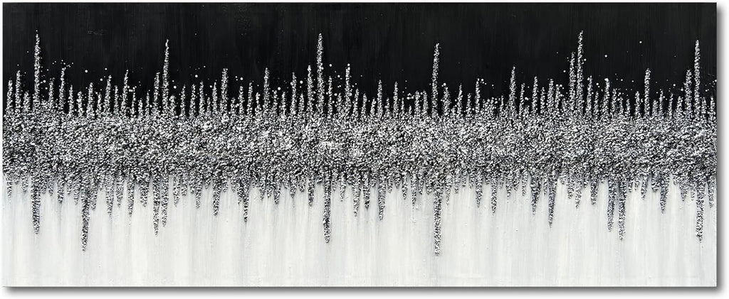 Art Hand-Painted Black and Gray Wall Art Textured Oil Paintings Modern Abstract Wall Art Home Decor 24x60 Inches