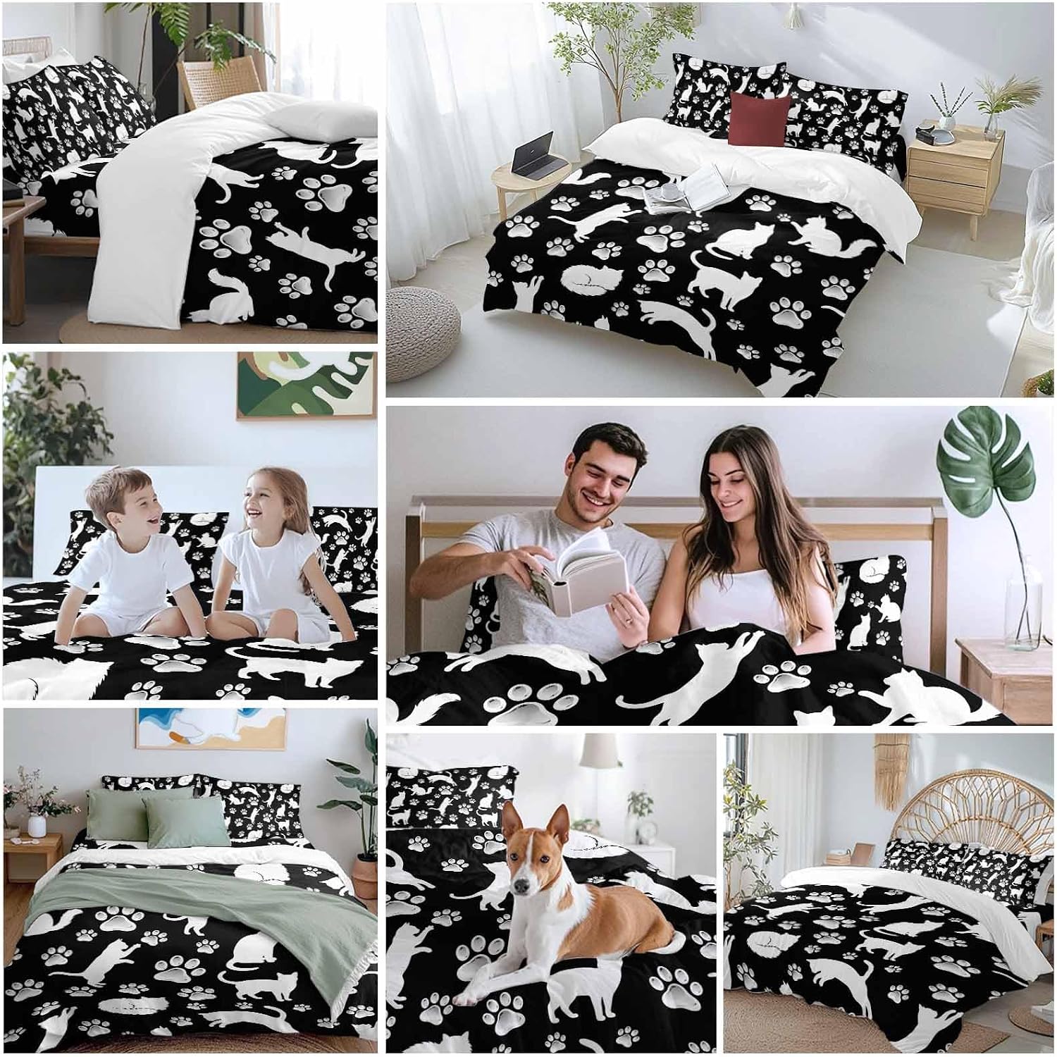 Prime Leader Cats Claws Duvet Cover Set Queen Size 4 Pieces Black Background Abstract Animal Modern Bedding Set with Zipper Closure, 1 Comforter Cover 86x86 Inches 1 Flat Sheet & 2 Pillow Cases