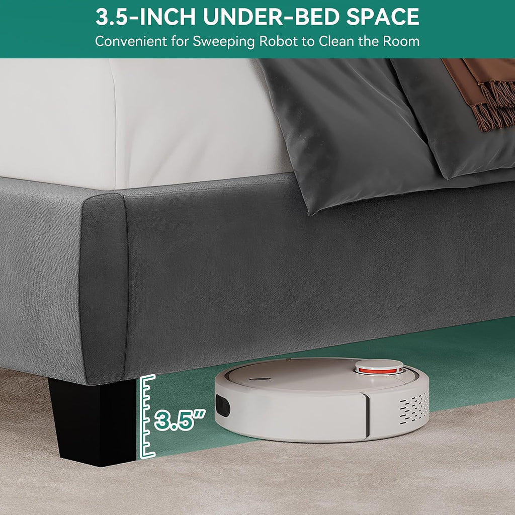 YITAHOME Queen Size Bed Frame with 58' Tall Headboard, Storage Headboard Bed with USB Charging Stations, Type-C Port, Velvet Upholstered Beds with Deep Button Tufted, No Box Spring Needed, Grey