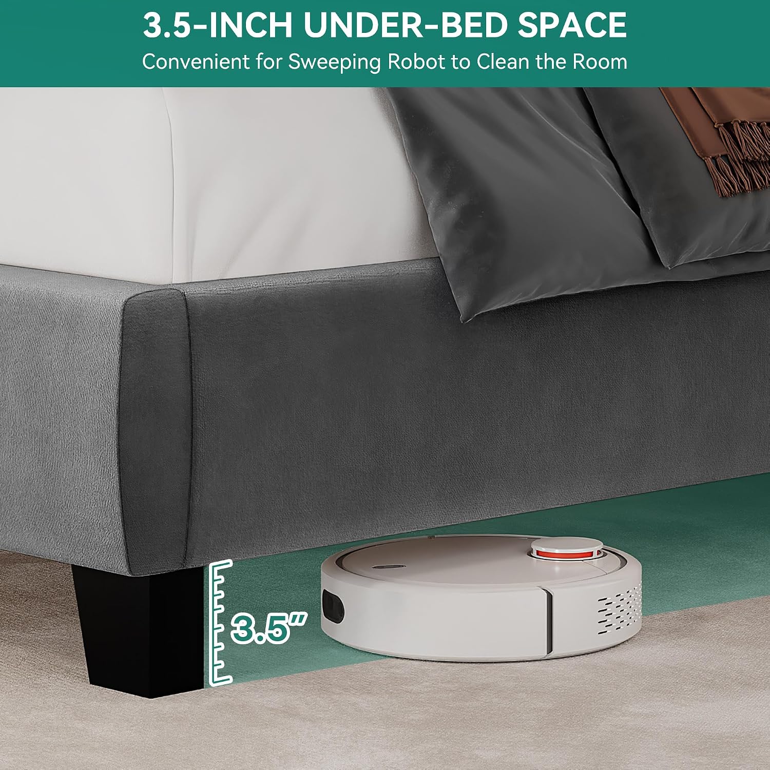 YITAHOME Queen Size Bed Frame with 58' Tall Headboard, Storage Headboard Bed with USB Charging Stations, Type-C Port, Velvet Upholstered Beds with Deep Button Tufted, No Box Spring Needed, Grey