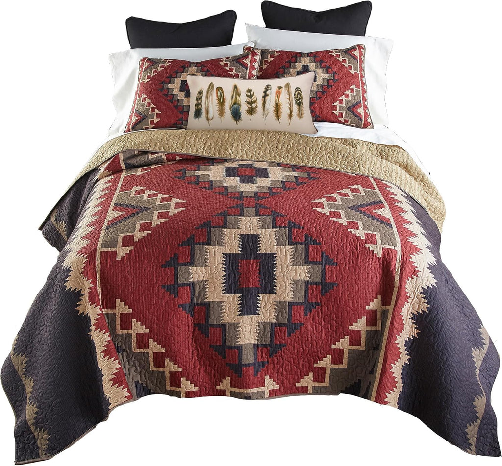 Donna Sharp Queen Bedding Set - 4 Piece - Mojave Southwest Quilt Set with Queen Quilt, Two Standard Pillow Shams and One Decorative Pillow - Machine Washable